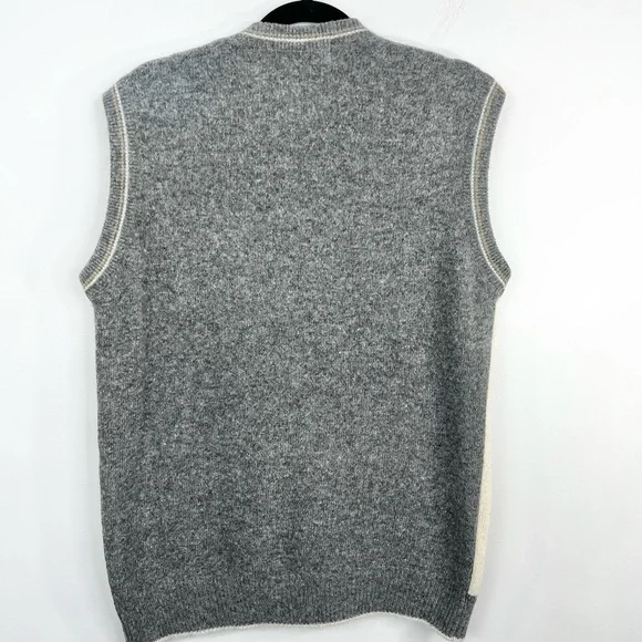 Vintage 80s oversized boxy wooly abstract argyle v neck pull over grandpa vest - Picture 5 of 12